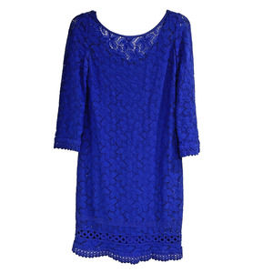 Laundry By Shelli Segal Cocktail Party Dress Royal Blue Stretch Lace Size 2